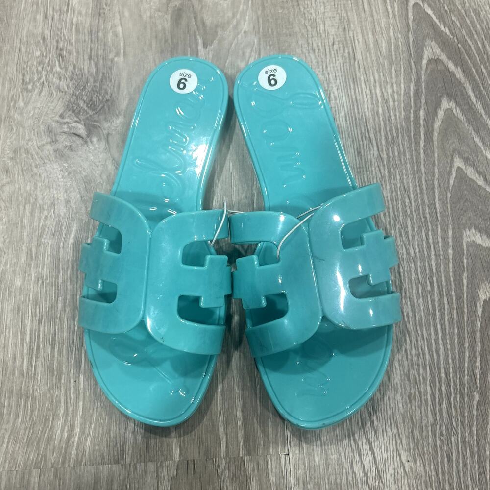 Sam Edelman Blue Jelly Flat Sandals Size 6 - Picture 2 of 5